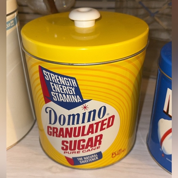 VTG J.L. Clark Metal Tin Canister Set Pillsbury, Domino, Maxwell, Lipton w/ lids - Picture 3 of 5